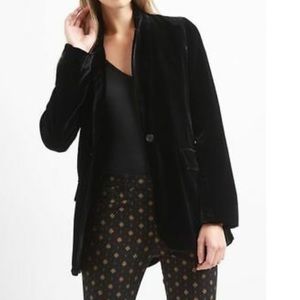 NWT Gap Black velour velvet like jacket blazer Med